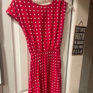 Red and white polkadot 50 styles dress
